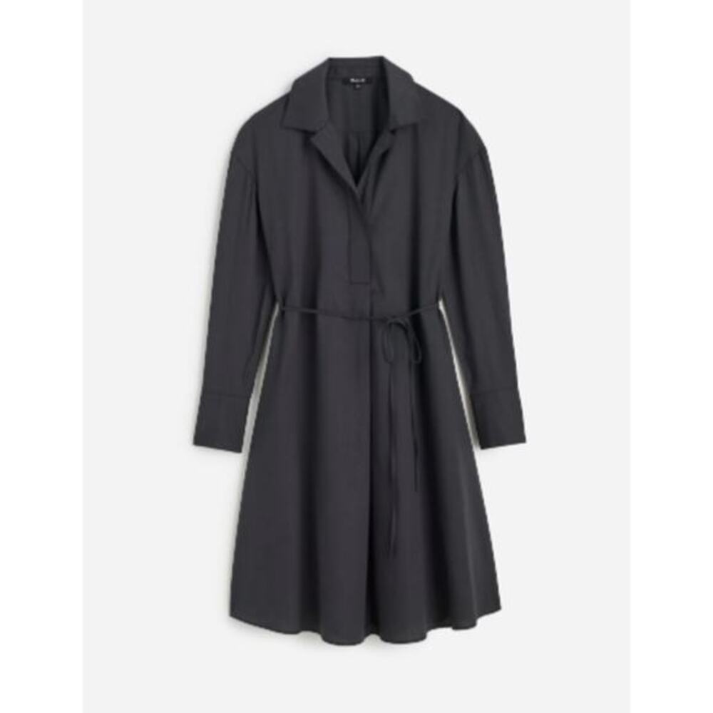 Madewell Belted Mini Shirtdress Black Minimalist Capsule‎ Wardrobe Large